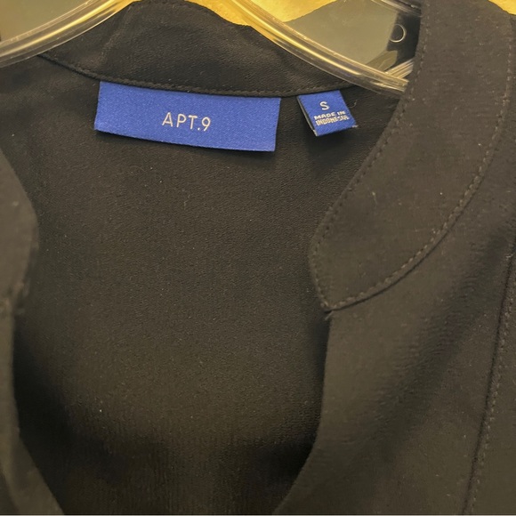 Apt. 9 Black Sleeveless Shirt V-Neck Tank Mini Dress Waist Tie Pockets sz Small - Picture 5 of 6